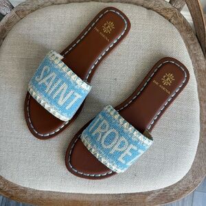 Anthropologie De Siena destination beaded slide sandals Saint tropez